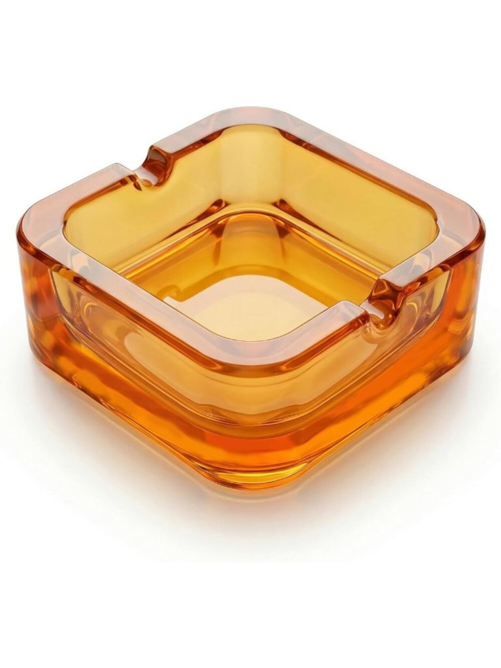 Vintage Crystal Glass Ashtray for Cigarettes & Cigars - Heavy Duty Square Design